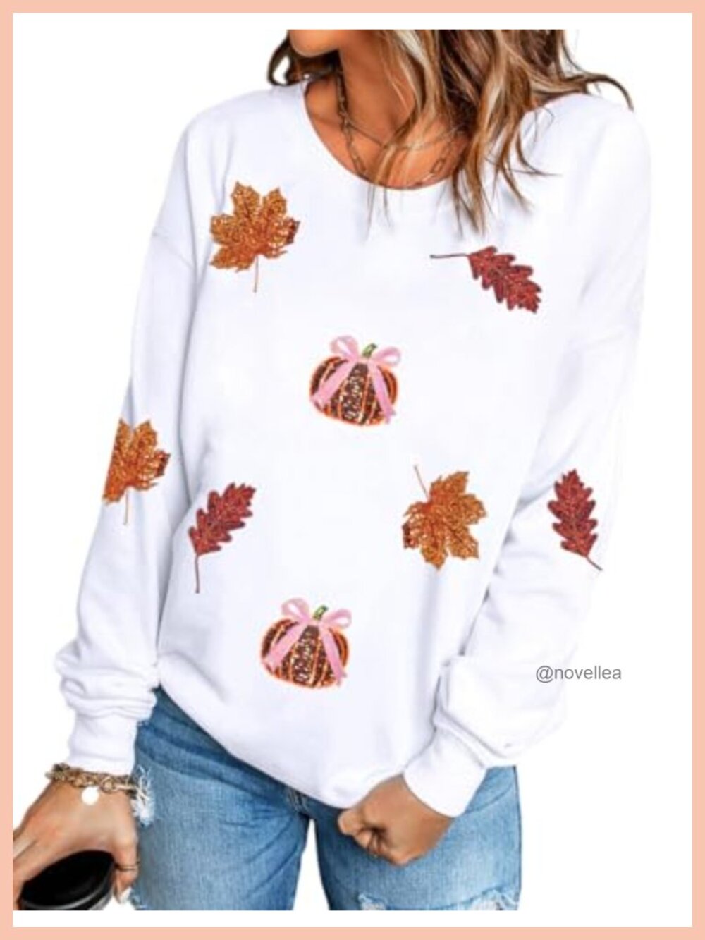 Sequin Rugby Sweatshirt Pullover Long Sleeve Crew Neck Polyester